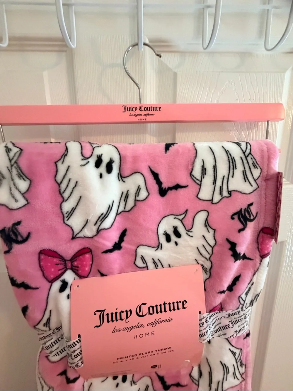 Juicy Couture Pink Ghost Print Kids Pajama Blanket